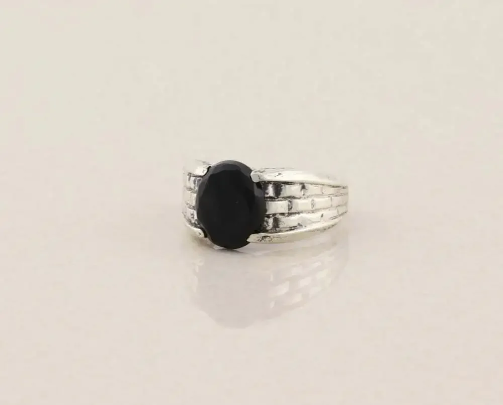 Men's Sterling Silver Natural Onyx Ring Size 10 3/4